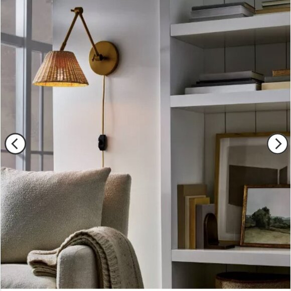 Rattan Wall Sconce Brass (Includes LED Light Bulb) - Threshold™ - Picture 3 of 5